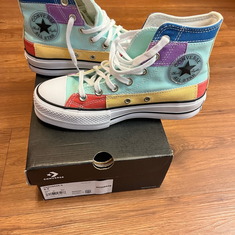 Converse Chuck Taylor All Star Lift Hi Sneaker-Patchwork Color Block-Sz 6.5Women